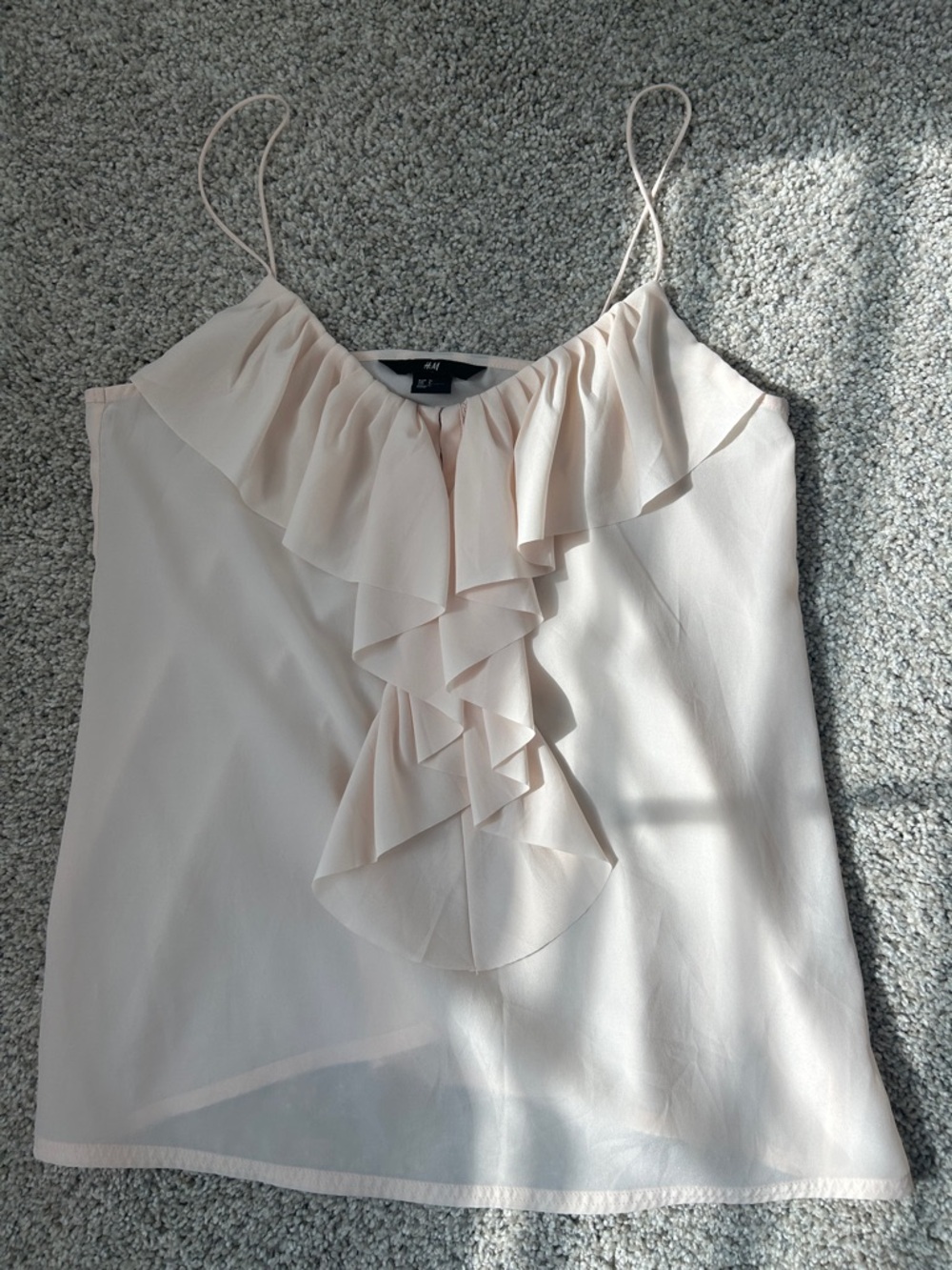 H&M Pale Blush Ruffle Front Spaghetti Strap Camisole